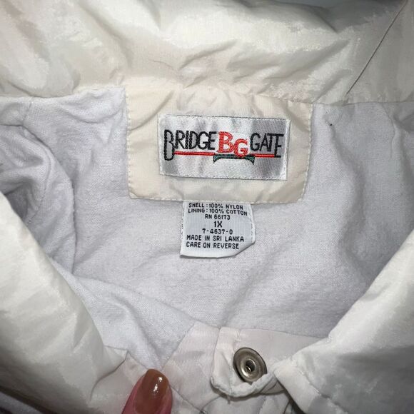 Vintage 90s White Windbreaker Women 1X Lined Grandmacore Y2K Jacket Snap Buttons - Picture 7 of 10